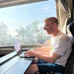writing on a train